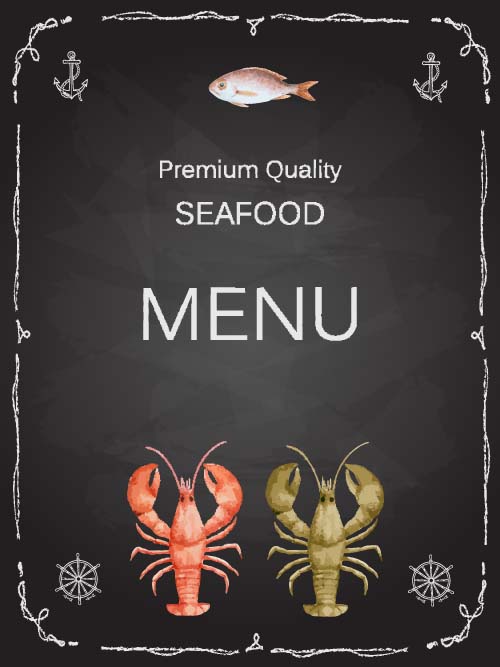 Seafood menu black style vector seafood menu food   