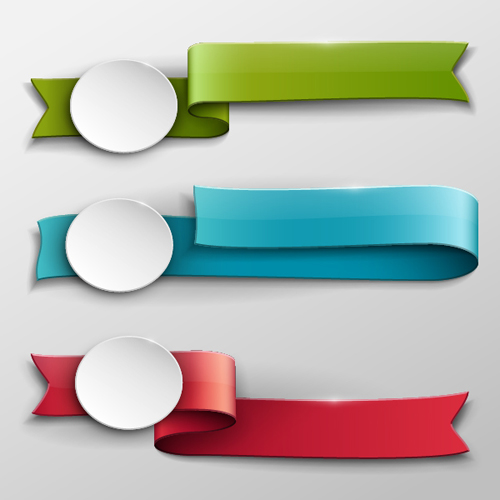 Vector banner colored ribbon design 02 ribbon colored banner   