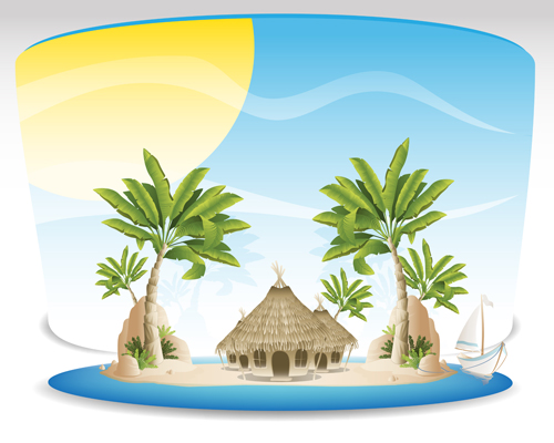 Summer tropical island travel background vector 04 tropical travel summer background vector background   