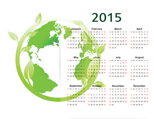 Eco style 2015 calendar vector 02 eco calendar 2015   