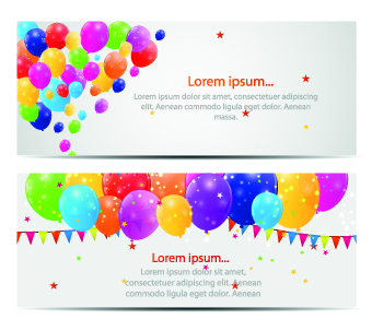 Colorful balloons holiday banner vector set 03 holiday colorful banner balloons balloon 2014   