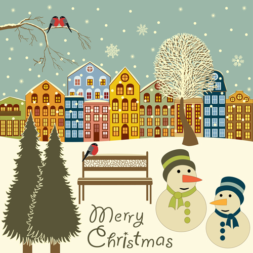 Cartoon christmas city design vector city christmas cartoon   