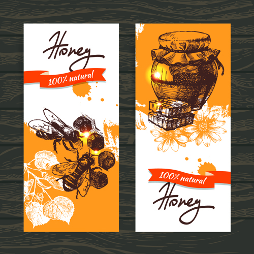 Vintage honey banner design vector 01 vintage honey banner   