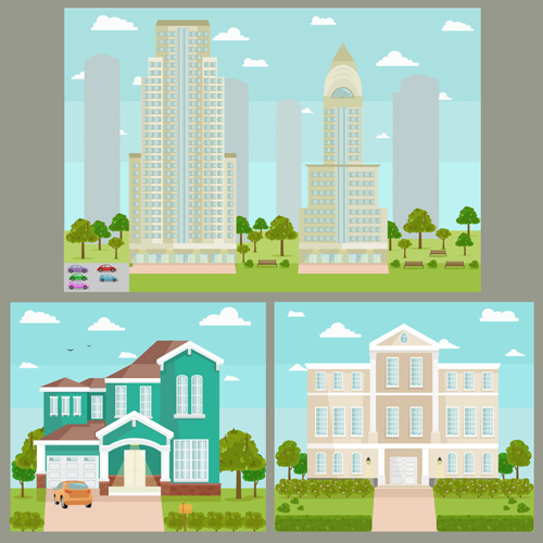 Houses concept flat template vector 08 template houses concept   