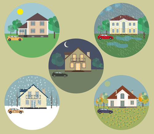 Houses concept flat template vector 03 template houses concept   