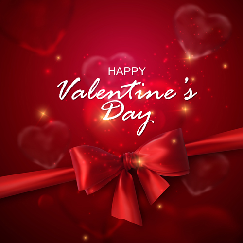 Red valentines day background with red bow vector 02 valentines red day bow background   