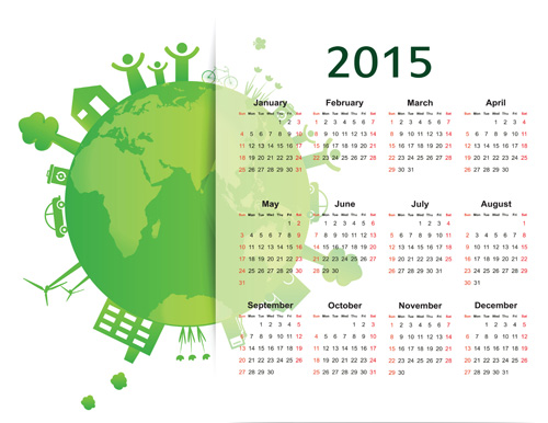 Eco style 2015 calendar vector 03 eco calendar 2015   