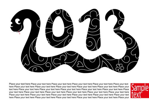 Set of 2013 year of snake design vector 15 year snake 2013 year 2013   