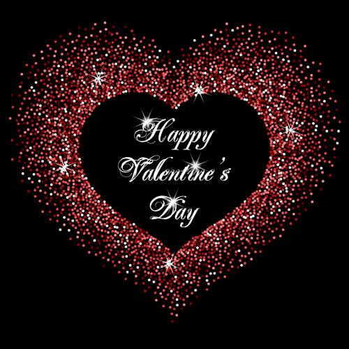Shiny light dots heart with valentines day card vector valentines shiny light heart dots day card   
