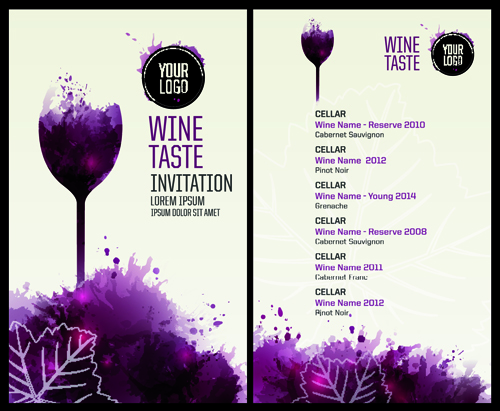 Watercolor wine menu design vector 06 wine watercolor menu   