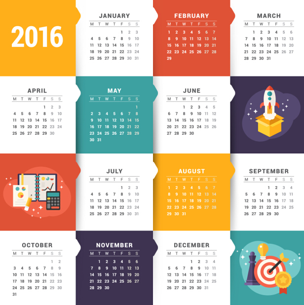 Creative Calendar 2016 template vector 01 template creative calendar 2016   