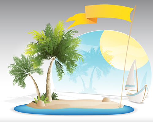 Summer tropical island travel background vector 01 tropical travel summer background vector background   