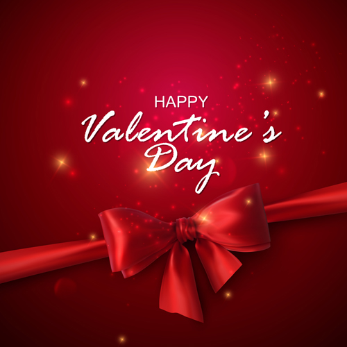 Red valentines day background with red bow vector 01 valentines red day bow background   