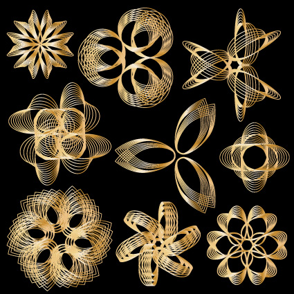 Set of Golden border and ornament design vector 02 ornament golden border   