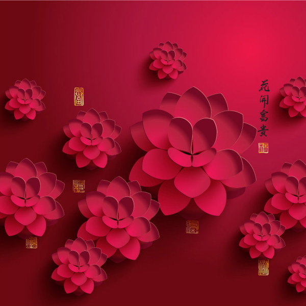 Paper peony background vector Peony paper design background   