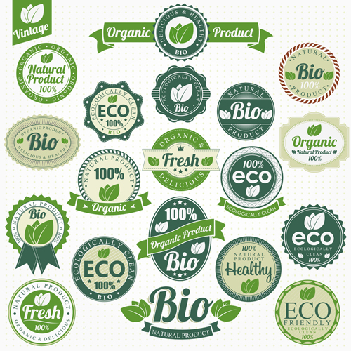 Set of Eco and Bio elements vector labels 03 labels label elements element eco bio   