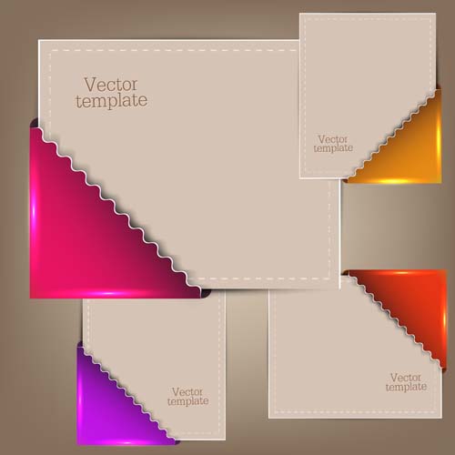 Colorful corners cards vector set 01 corner colorful cards card   