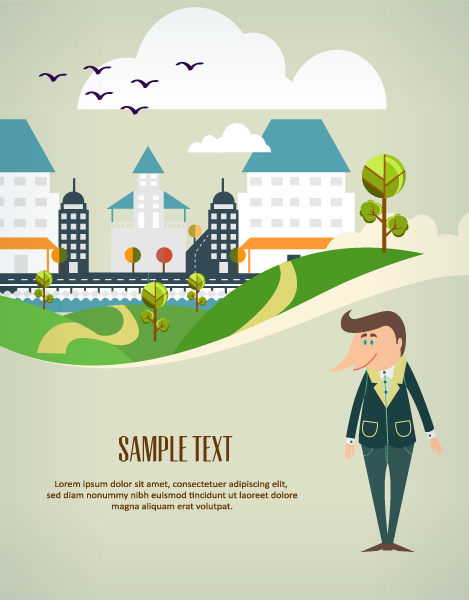 Cartoon city scenery vector 18 scenery city   