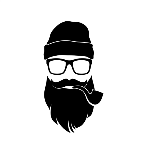 Long beard hipster head portrait vector set 08 portrait long hipster head beard   