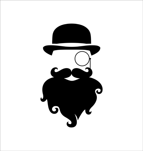 Long beard hipster head portrait vector set 09 portrait long hipster head beard   