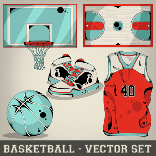 Baseball elements design vector set elements element basketball   