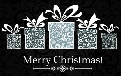 Black Style 2014 Christmas Backgrounds vector 02 xmas christmas black backgrounds   