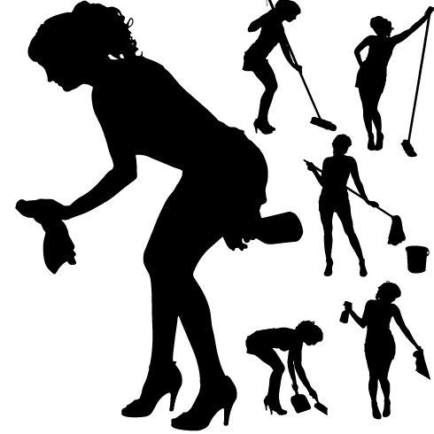 Creative cleaning woman silhouette design vector 01 woman silhouette creative cleaning   