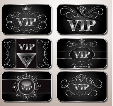 Shiny royal VIP cards design vector set 02 vip card vip vector shiny royal cards card   