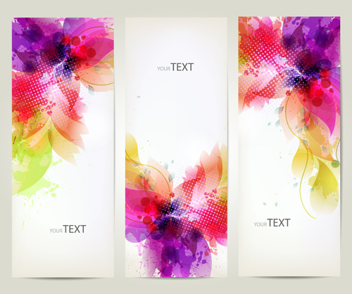 Watercolor flower vertical banner design 03 watercolor vertical banner flower banner   