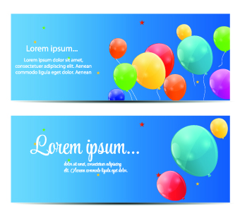 Colorful balloons holiday banner vector set 05 colorful banner balloons balloon 2014   