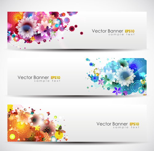 Abstract of Colorful Flowers banners vector 05 flowers flower colorful abstract   