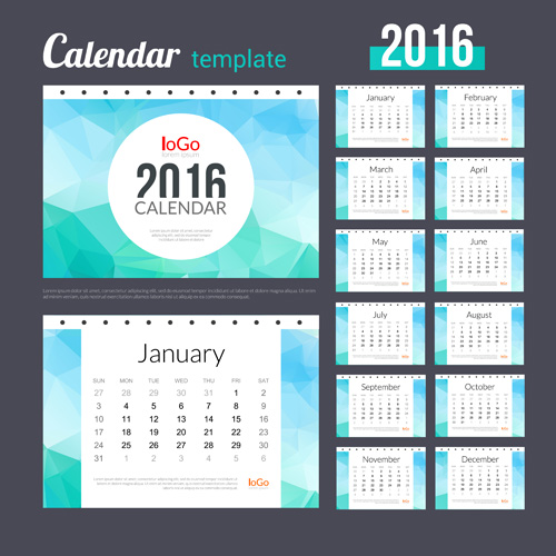 Creative Calendar 2016 template vector 05 template creative calendar 2016   