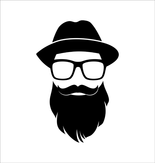 Long beard hipster head portrait vector set 04 portrait long hipster head beard   