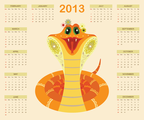 Creative Snake calendar 2013 design vector set 05 snake creative calendar 2013   