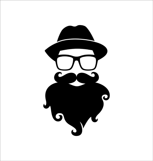 Long beard hipster head portrait vector set 05 portrait long hipster head beard   