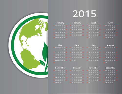 Eco style 2015 calendar vector 01 eco calendar 2015   