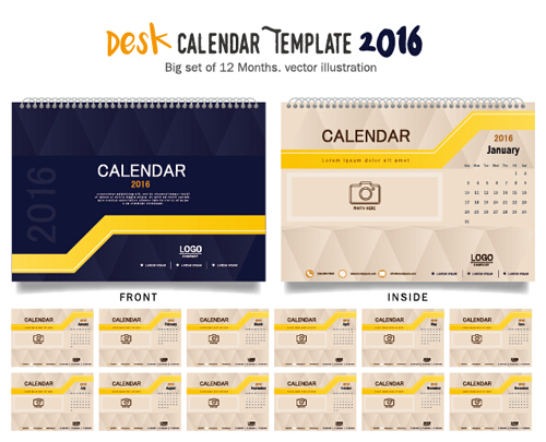 2016 New year desk calendar vector material 29 year new desk calendar 2016   