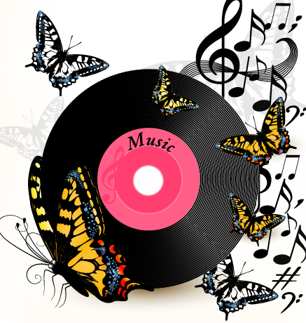 LP with music vector background 03 Vector Background music LP background   