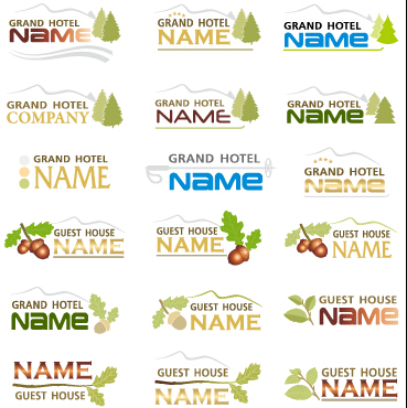 Creative hotel logos set vector logos hotel creative   
