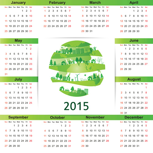 Eco style 2015 calendar vector 06 eco calendar 2015   