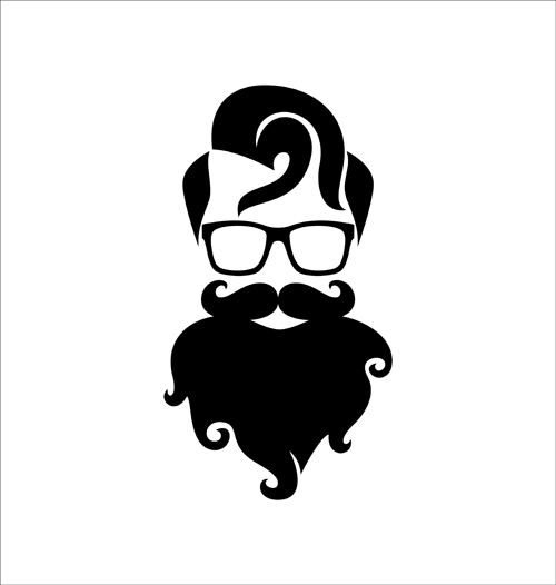 Long beard hipster head portrait vector set 03 portrait long hipster head beard   