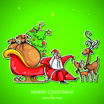 Santa with green christmas background vector santa green christmas background vector background   
