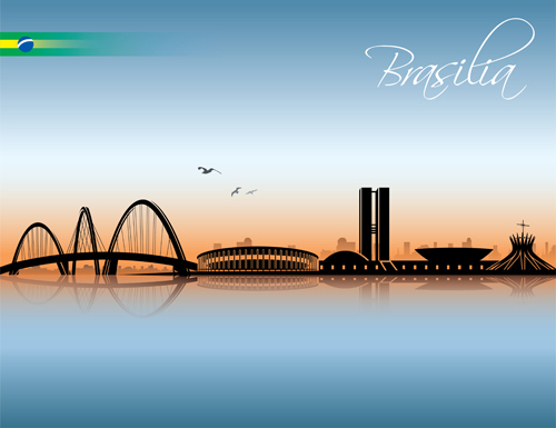 Waterfront city creative silhouette vector 03 waterfront silhouette creative city   