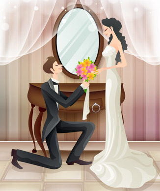 Sweet wedding set 80 vector white curtain table sweet marriage vector South Korean material mirror men and women marriage life courtship couples bouquet   