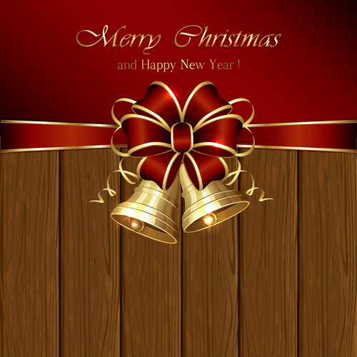 Christmas and new year decorations with wooden background vector 02 wooden new year decorations christmas background   