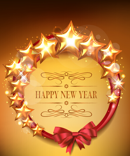 Shiny stars with red bow new year background stars new year bow background   