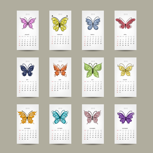 Simple 2015 calendar cards vector graphics 03 simple cards calendar 2015   
