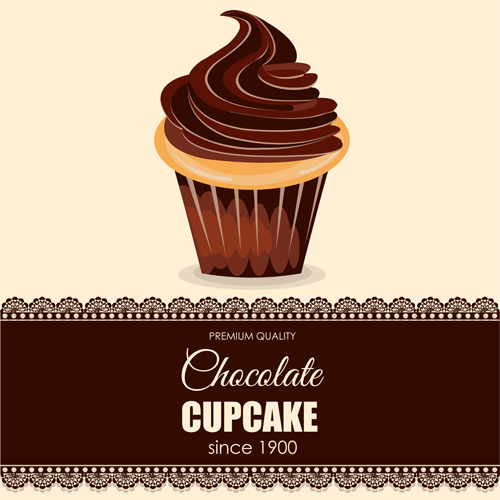 Chocolate cupcake background with lace vector 01 cupcake chocolate background   