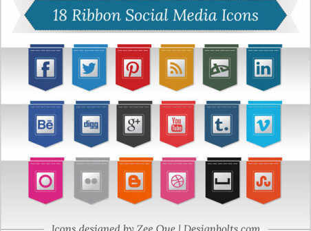 Creative Ribbon Social Media icons social ribbon media icons free   