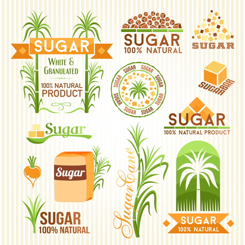 Sugar labels with logos vector material 02 sugar material logos labels   